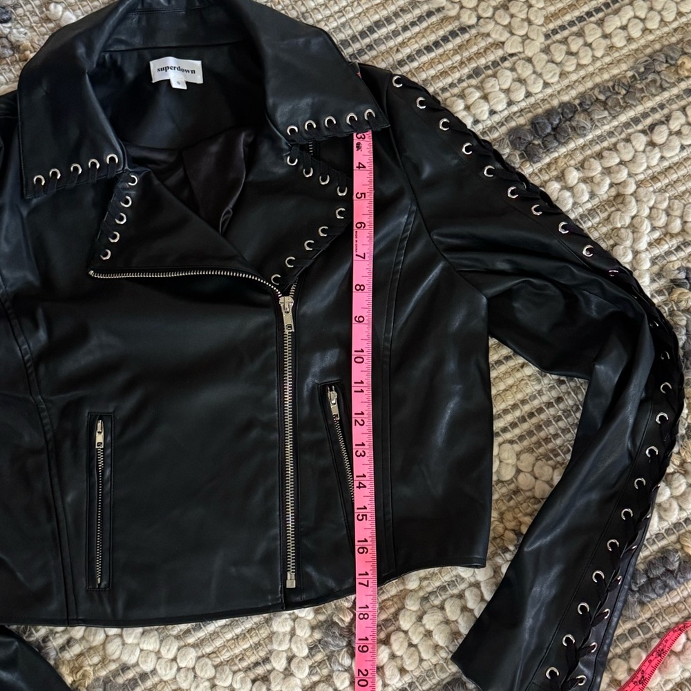 superdown Black Faux Leather Grommet Lace-Up Moto Jacket - Picture 5 of 5